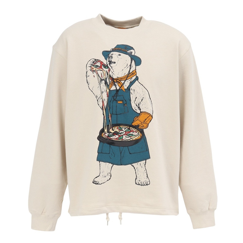 ゴースローキャラバン（GOSLOWCARAVAN）（メンズ）空紡糸裏毛 スキレットピザクマ ヘムスピンドルクルースウェットシャツ 352606 IVY