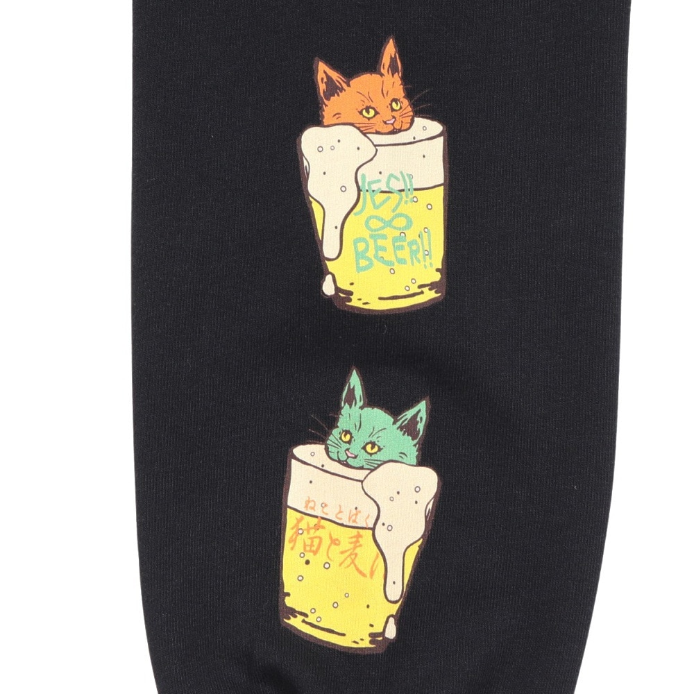 ゴースローキャラバン（GOSLOWCARAVAN）（メンズ）空紡糸裏毛 猫と麦酒 ヘムスピンドルクルースウェットシャツ 352608 BLK