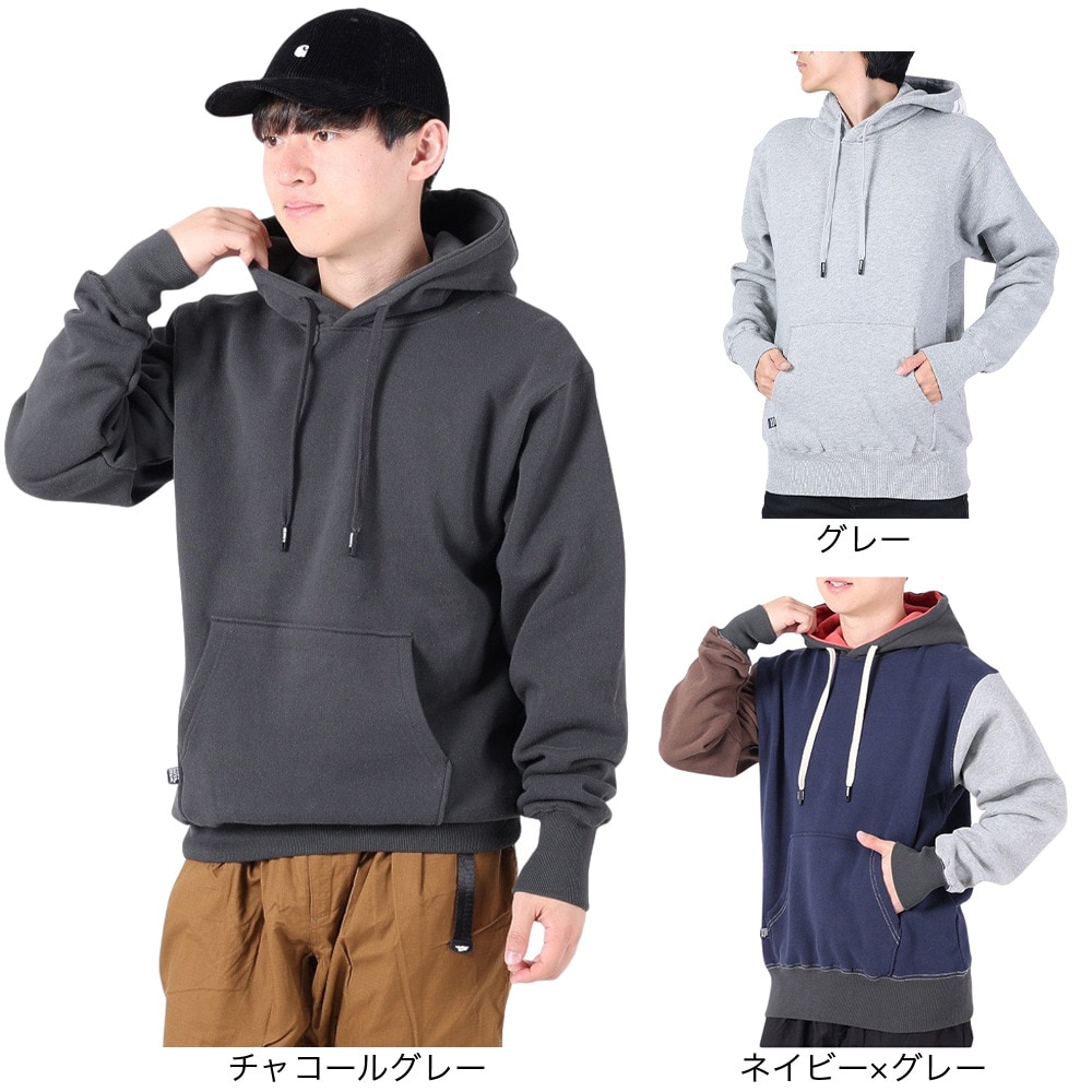 クリフメイヤー（KRIFF MAYER）（メンズ）スウェット 裏起毛 パーカー フードロゴ 2323103-17 CHARCOAL チャコールグレー 綿100 ほどよい厚地