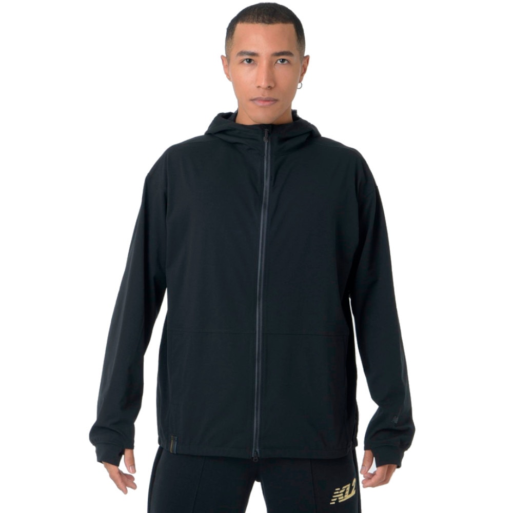 ニューバランス（new balance）（メンズ）パーカー MT1996 フルジップ フーディ AMJ45012 BK ブラック 吸汗速乾 4wayストレッチ UPF40+