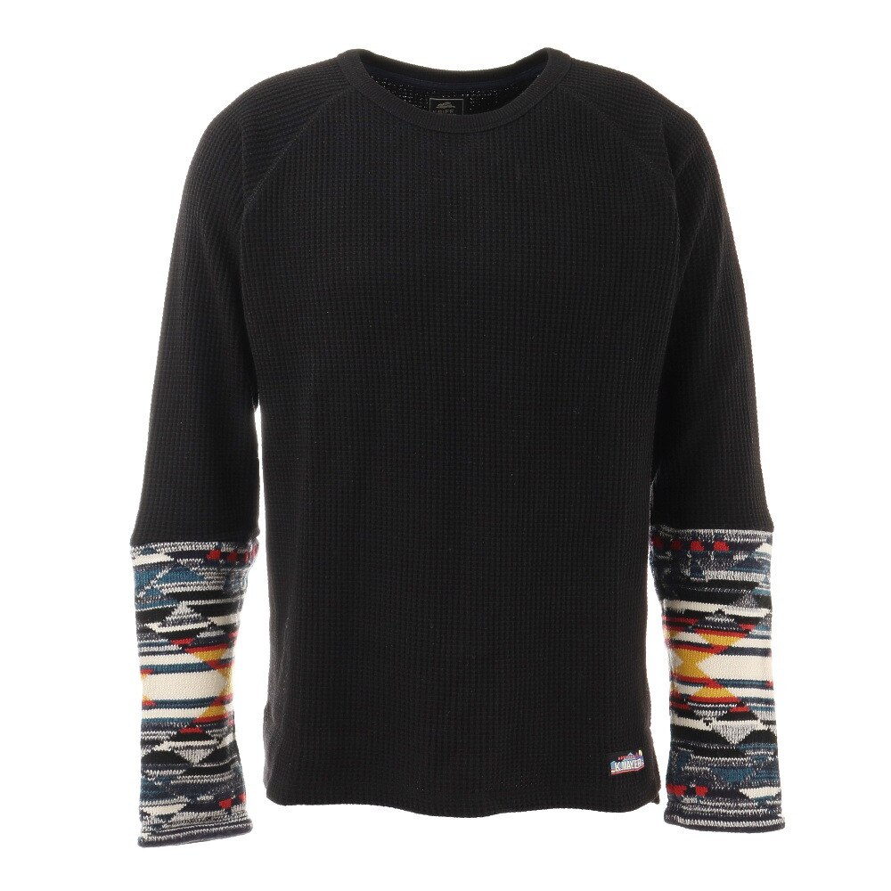  袖ニットサーマルロンTシャツ 1927201-19:BLACK