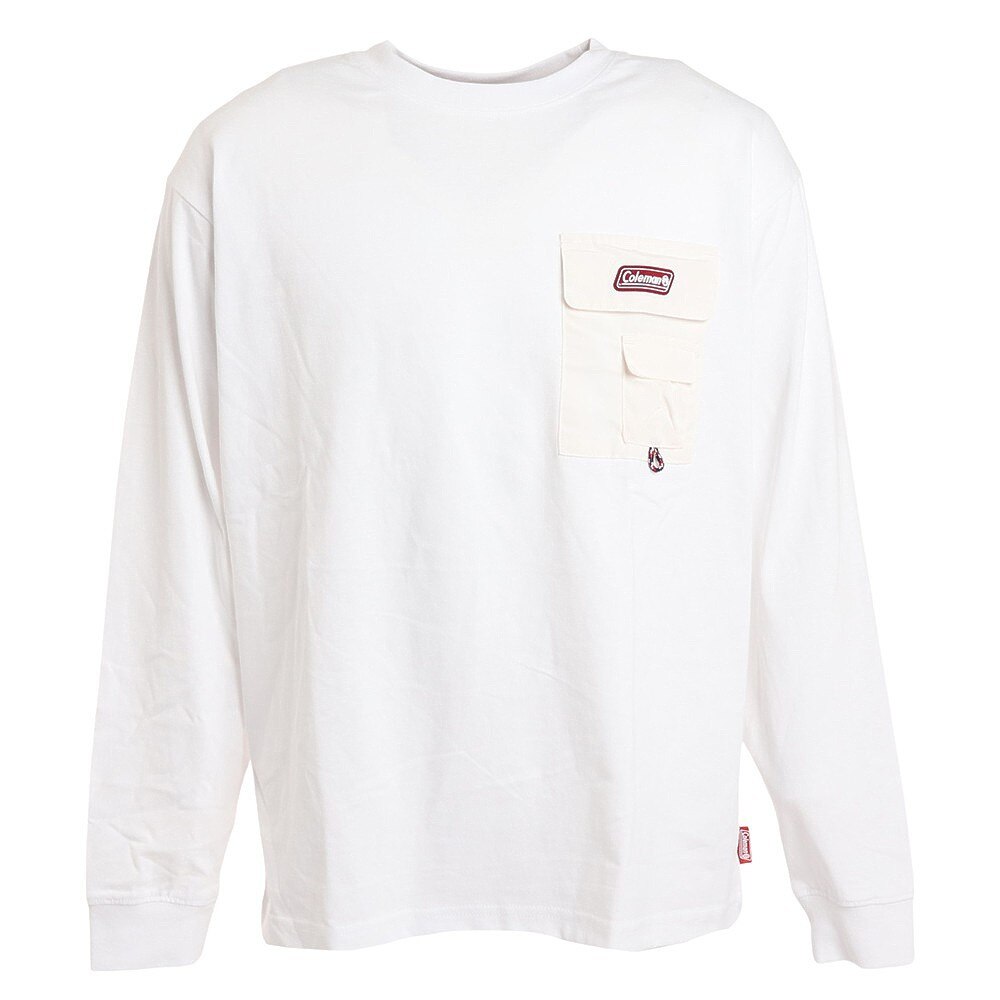 コールマン コールマン Coleman メンズ アウトドア トレッキング 布帛 ポケット付き 長袖ｔシャツ X5252a Wht アウトドア キャンプ用品はエルブレス
