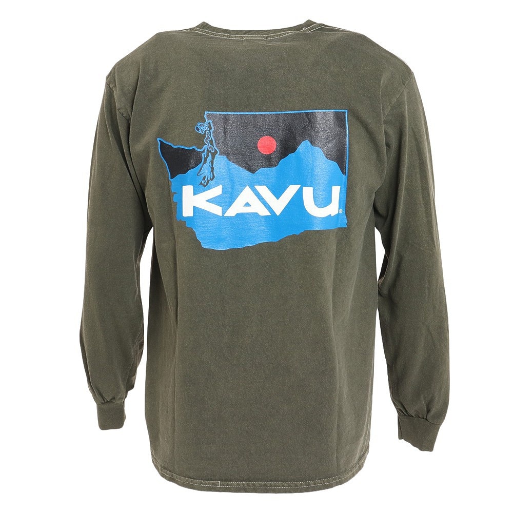 カブー（KAVU）（メンズ）アウトドア トレッキング ワシントンマップ コットン 長袖Tシャツ 19821714 OLV
