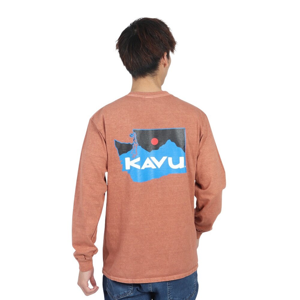 カブー（KAVU）（メンズ）ワシントンマップ ロングスリーブTシャツ 長袖 19821714 ORG オレンジ