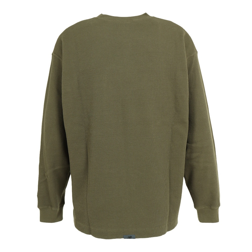 ニューバランス（new balance）（メンズ）長袖Tシャツ ロンT MT1996 ワッフルTシャツ JMTL2065DRC グリーン 通気性 速乾 アクティブウェア