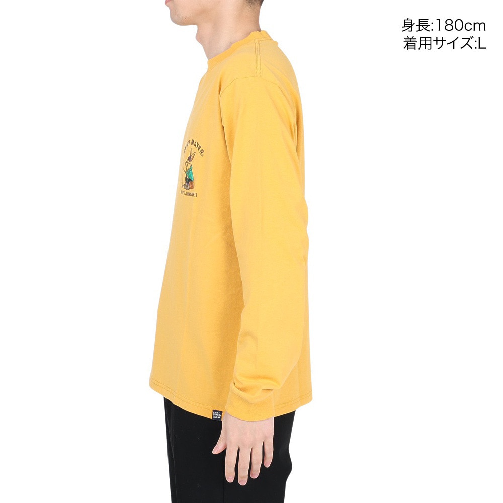 クリフメイヤー（KRIFF MAYER）（メンズ）長袖Tシャツ ロンT キャンプラビットロンT 釣り 2233101-55:YELLOW イエロー 春 トップス ワンポイント