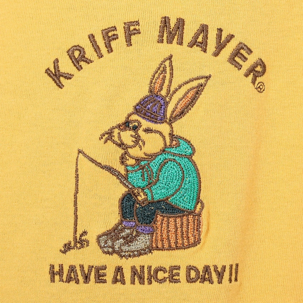 クリフメイヤー（KRIFF MAYER）（メンズ）長袖Tシャツ ロンT キャンプラビットロンT 釣り 2233101-55:YELLOW イエロー 春 トップス ワンポイント