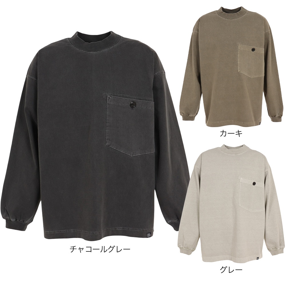 クリフメイヤー（KRIFF MAYER）（メンズ）長袖Tシャツ ロンT ピグメント 胸ポケットタフロンT 2233108-69:KHAKI カーキ 春 トップス モックネック 綿100