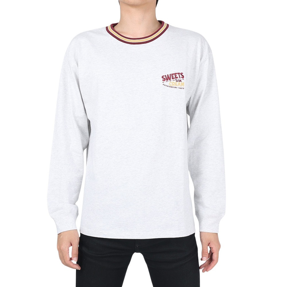 パワー・トゥ・ザ・ピープル（POWER TO THE PEOPLE）（メンズ）長袖 ロンT VINTAGEプリントリブロンTシャツ 3301023-04 LGR グレー トップス バックプリント 