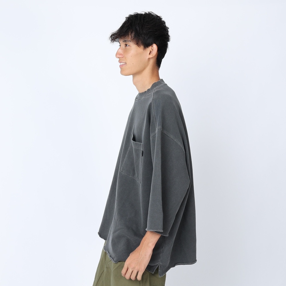 パワー・トゥ・ザ・ピープル（POWER TO THE PEOPLE）（メンズ）ピグメント裏毛 BigTシャツ 3301030-02 CHA チャコールグレー 春 カットソー 5分袖 ゆったり