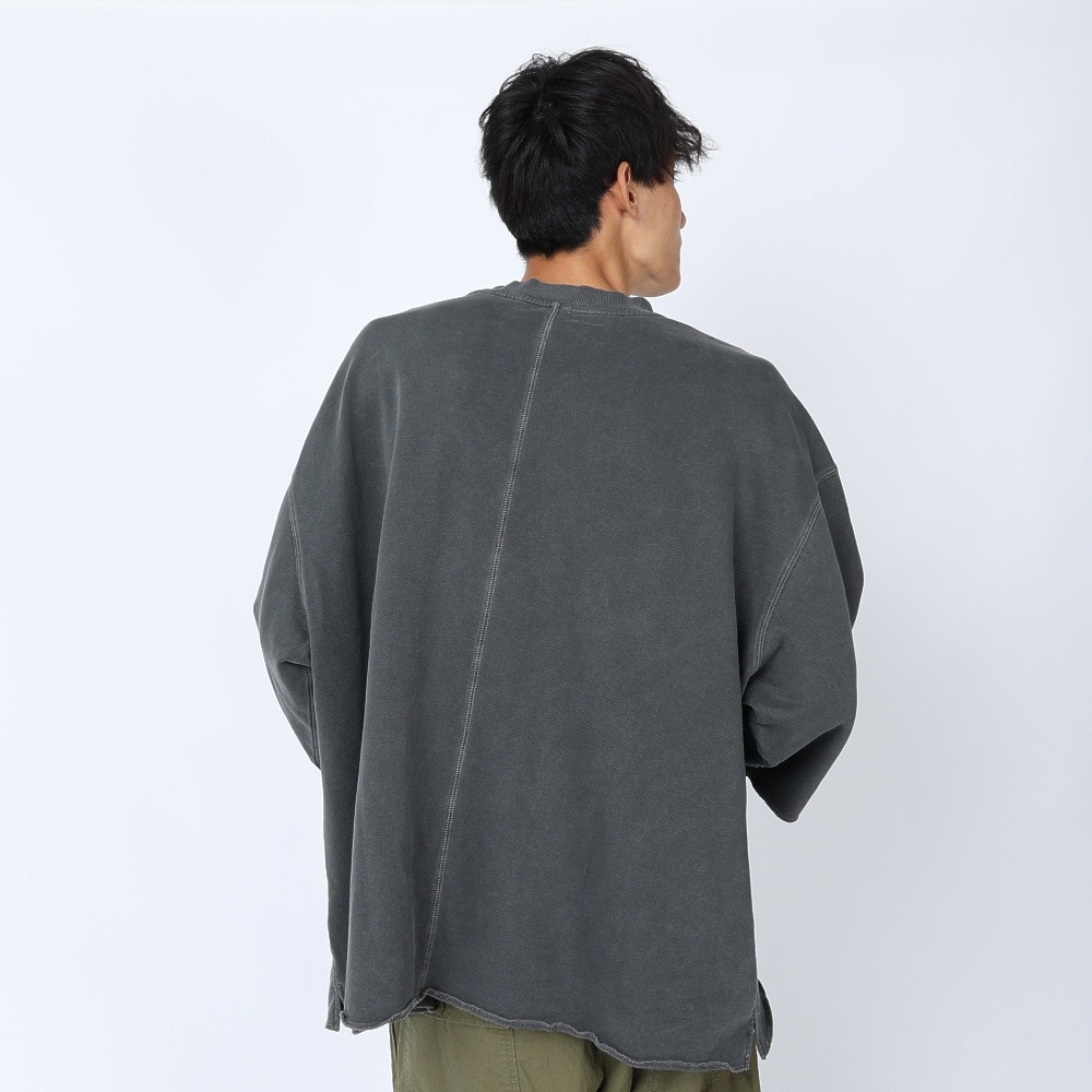 パワー・トゥ・ザ・ピープル（POWER TO THE PEOPLE）（メンズ）ピグメント裏毛 BigTシャツ 3301030-02 CHA チャコールグレー 春 カットソー 5分袖 ゆったり