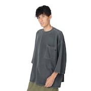 (メンズ)ピグメント裏毛 BigTシャツ 3301030-02 CHA チャコールグレー 春 カットソー 5分袖 ゆったり