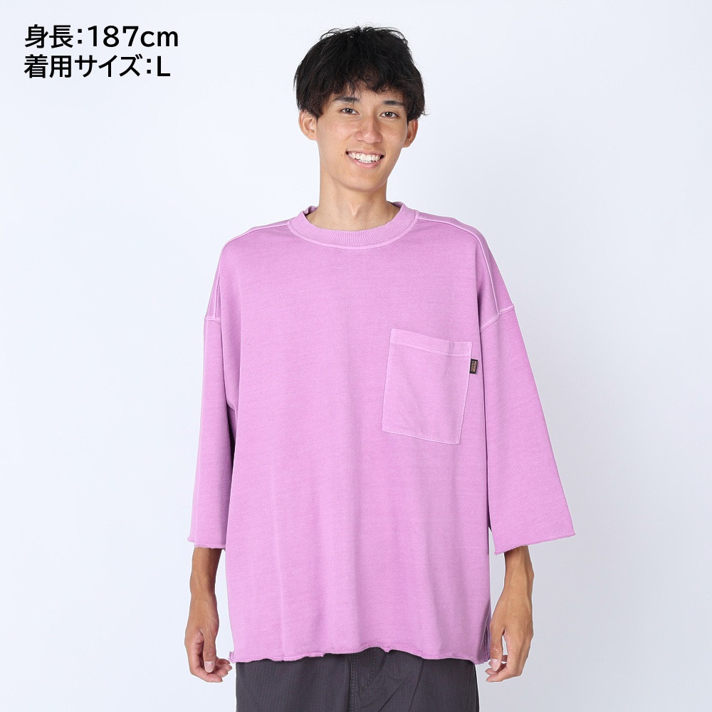 パワー・トゥ・ザ・ピープル（POWER TO THE PEOPLE）（メンズ）ピグメント裏毛 BigTシャツ 3301030-76 LIL ライラック 春 カットソー 5分袖 ゆったりTシャツ