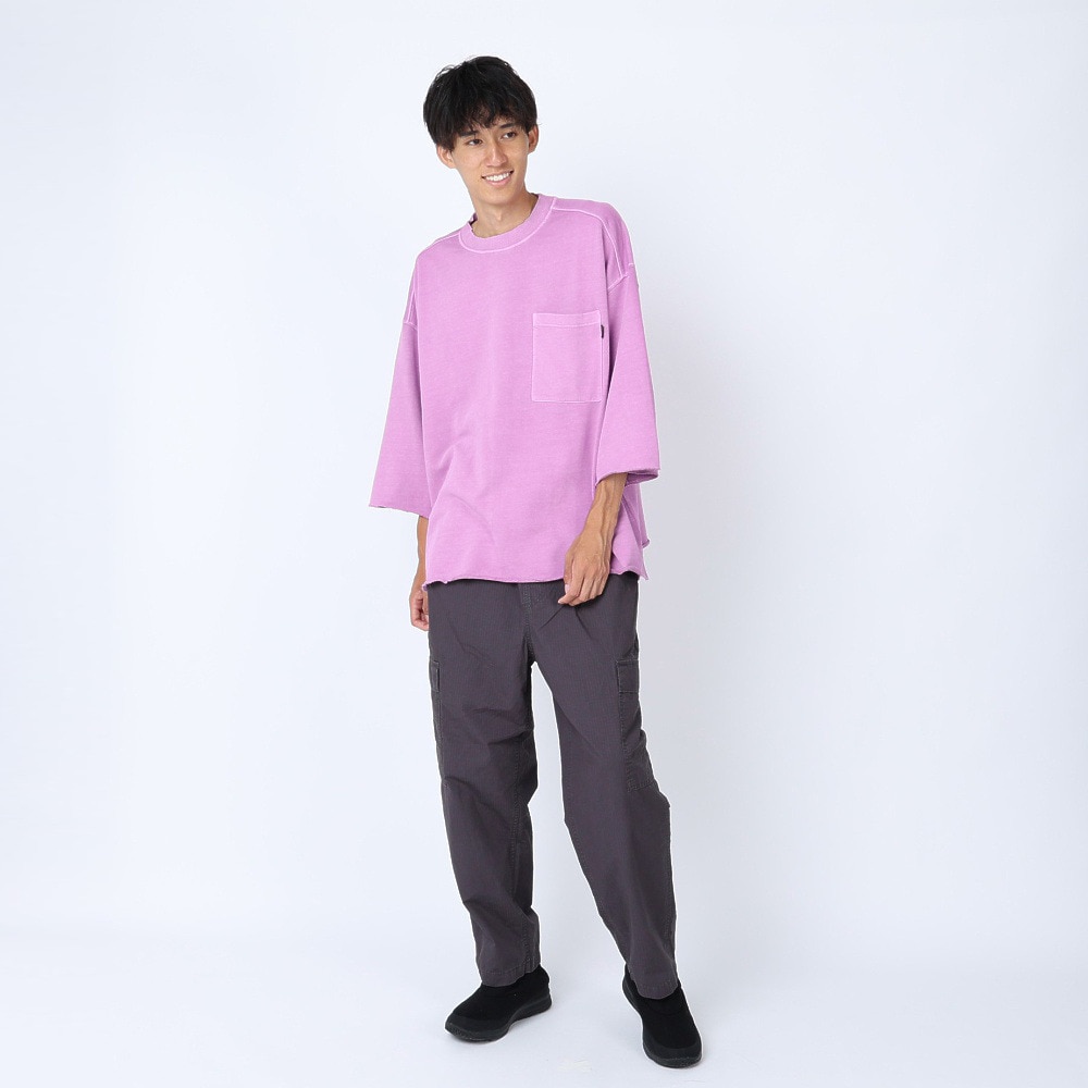 パワー・トゥ・ザ・ピープル（POWER TO THE PEOPLE）（メンズ）ピグメント裏毛 BigTシャツ 3301030-76 LIL ライラック 春 カットソー 5分袖 ゆったりTシャツ