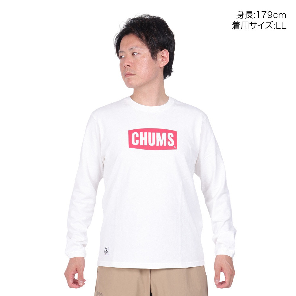 チャムス（CHUMS）（メンズ）長袖Tシャツ ロンT ロゴロングスリーブTシャツ CH01-2273-W014 ホワイト 春 トップス ロゴ 綿100 厚手