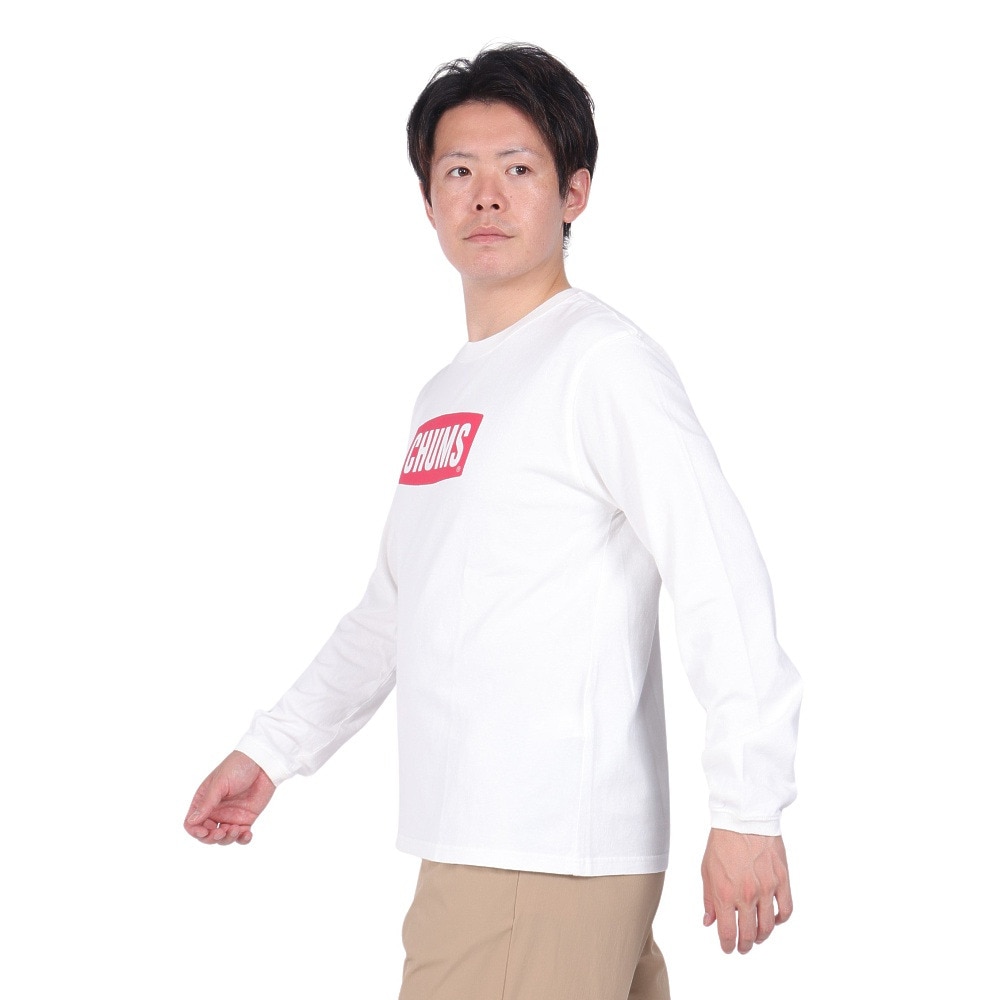 チャムス（CHUMS）（メンズ）高耐久 長袖Tシャツ ロンT ロゴロングスリーブTシャツ CH01-2273-W014 ホワイト 綿100 厚手
