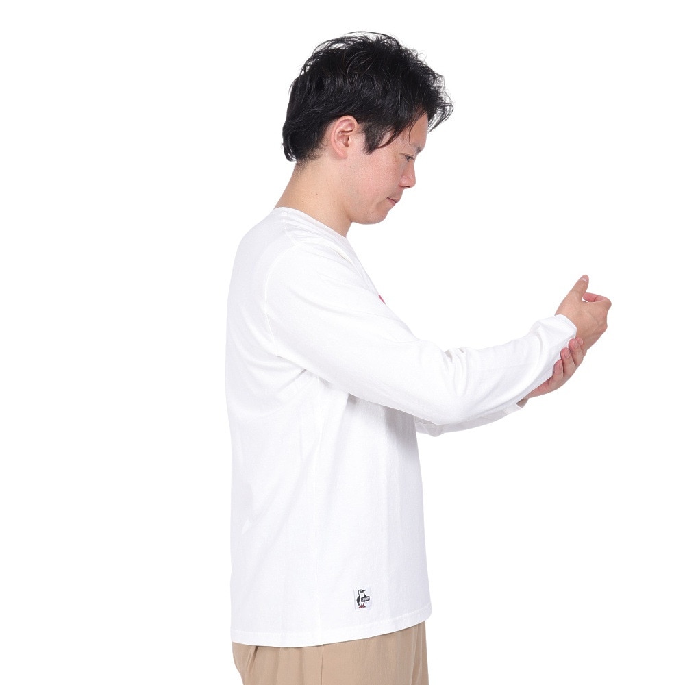 チャムス（CHUMS）（メンズ）高耐久 長袖Tシャツ ロンT ロゴロングスリーブTシャツ CH01-2273-W014 ホワイト 綿100 厚手
