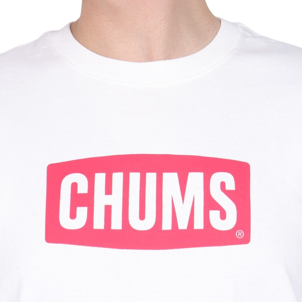 チャムス（CHUMS）（メンズ）高耐久 長袖Tシャツ ロンT ロゴロングスリーブTシャツ CH01-2273-W014 ホワイト 綿100 厚手