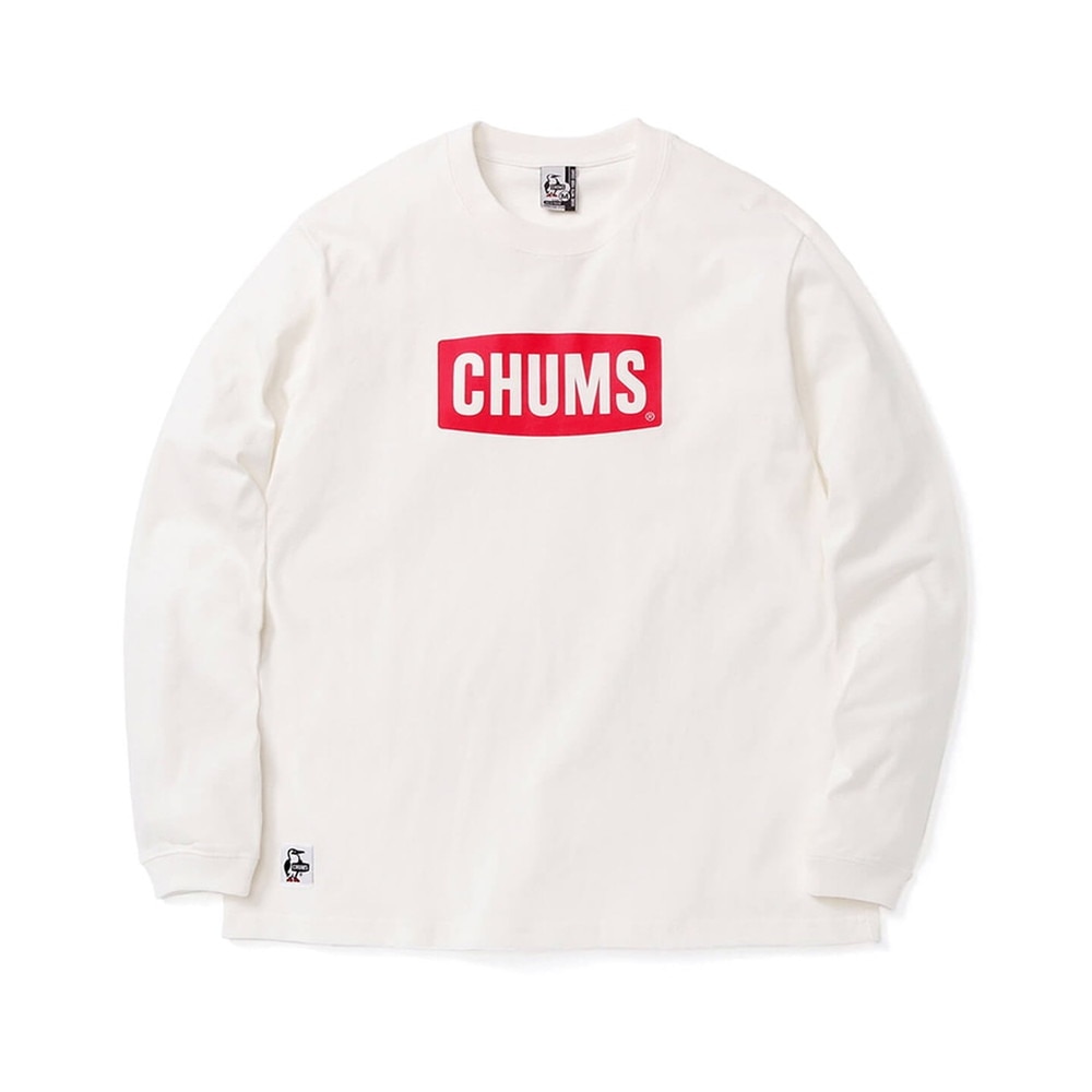 チャムス（CHUMS）（メンズ）長袖Tシャツ ロンT ロゴロングスリーブTシャツ CH01-2273-W014 ホワイト 春 トップス ロゴ 綿100 厚手