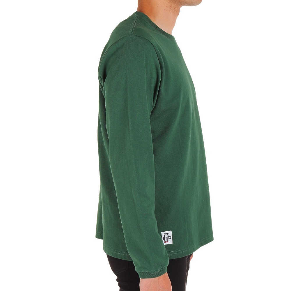 チャムス（CHUMS）（メンズ）長袖Tシャツ ロンT ブービーロゴTシャツ CH01-2275-M080 グリーン バックプリント 綿100