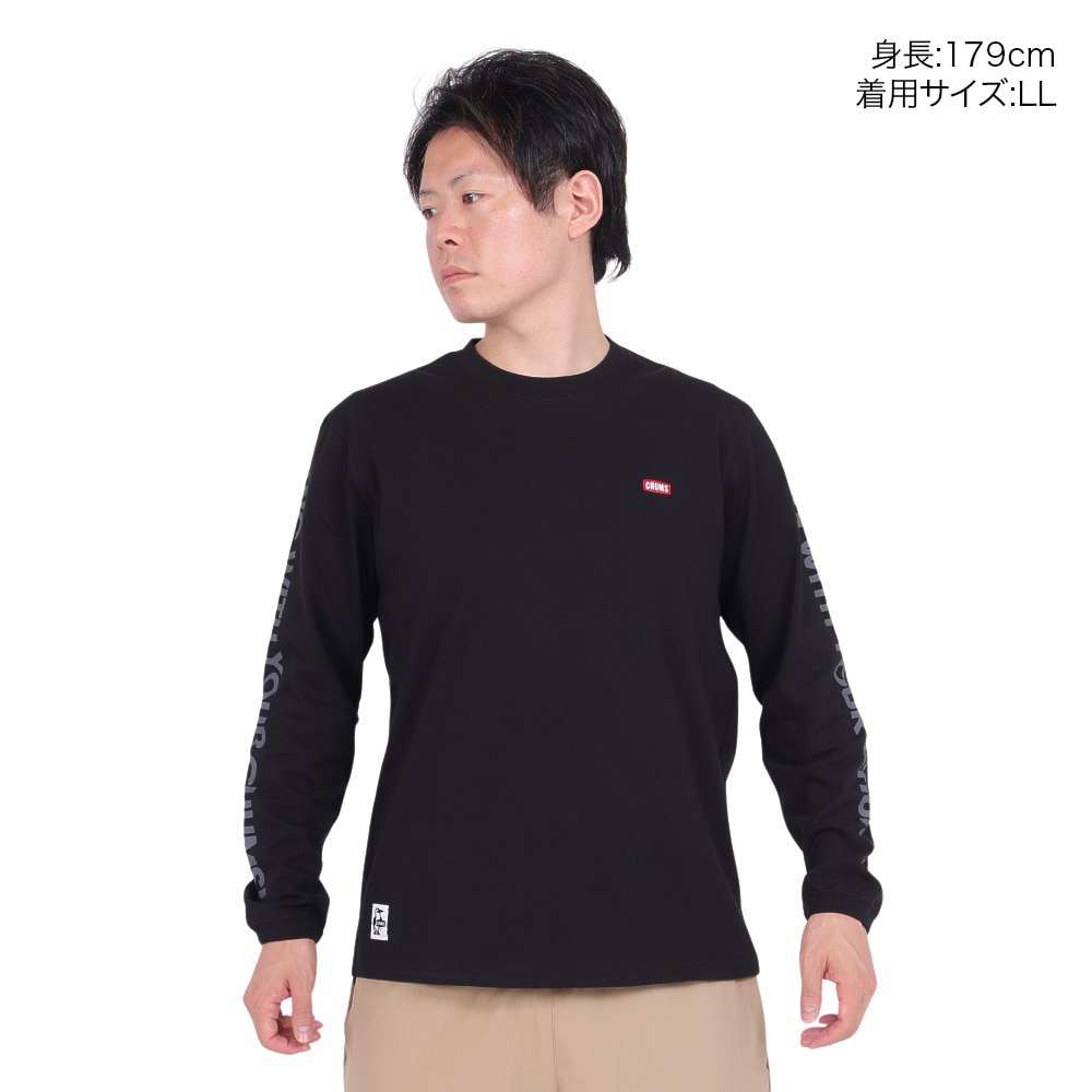 チャムス（CHUMS）（メンズ）高耐久 長袖Tシャツ ロンT HWYCロングスリーブTシャツ CH01-2276-K069 ブラック 綿100 袖ロゴ
