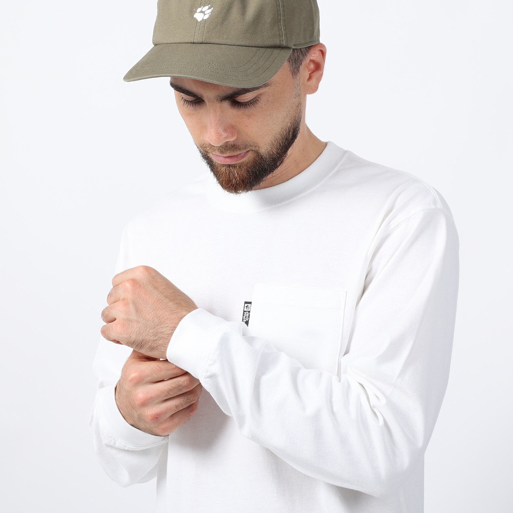 ジャックウルフスキン（JackWolfskin）（メンズ）長袖Tシャツ ロンT JP POCKET ポケットTシャツ V2 5022584-5018 ホワイト