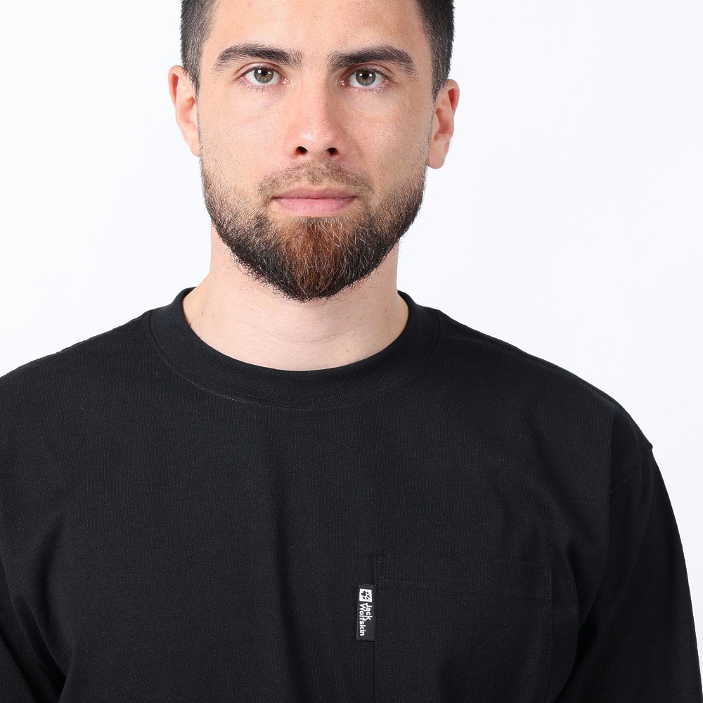 ジャックウルフスキン（JackWolfskin）（メンズ）長袖Tシャツ ロンT JP POCKET ポケットTシャツ V2 5022584-6000 ブラック