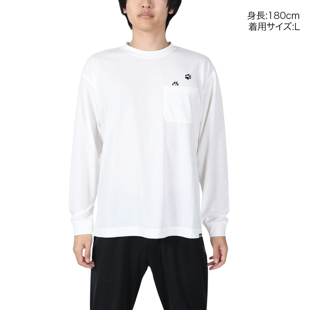 ジャックウルフスキン（JackWolfskin）（メンズ）長袖Tシャツ ロンT JP PAW IN ポケット長袖Tシャツ 5030821-5055 ホワイト