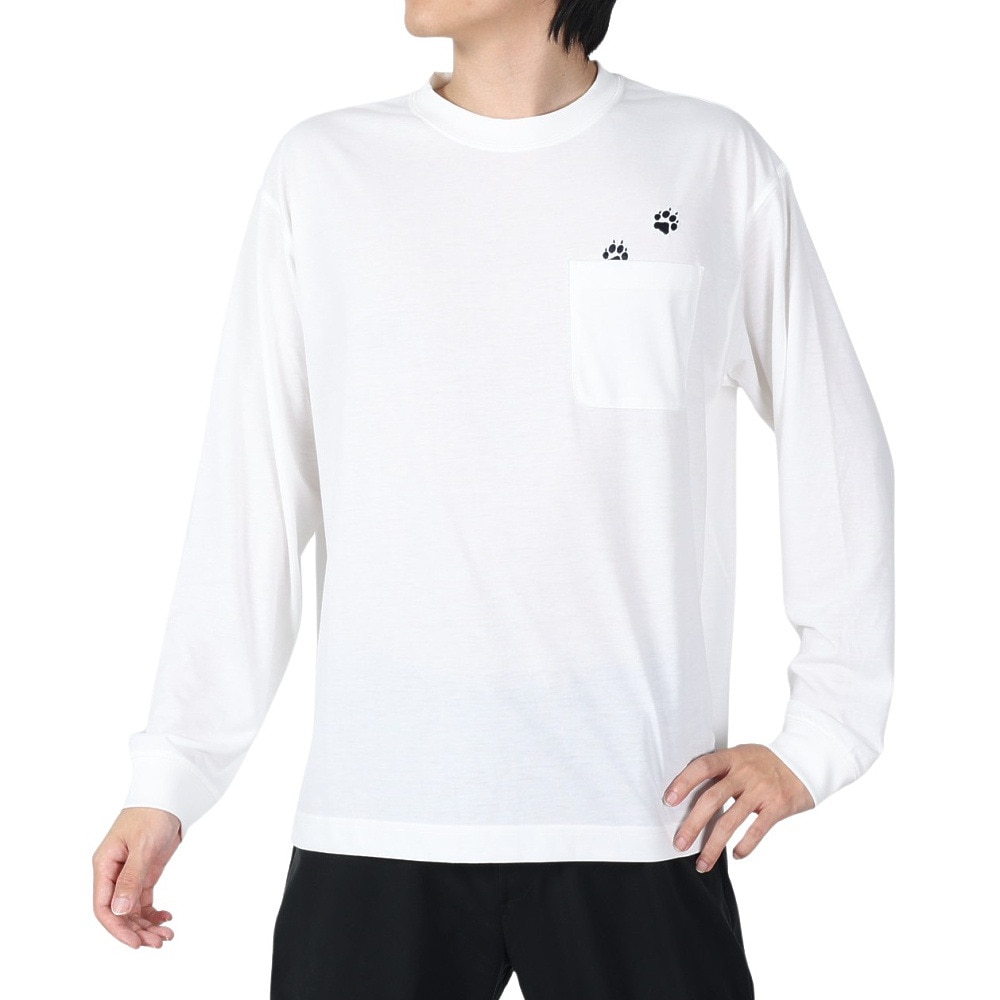 ジャックウルフスキン（JackWolfskin）（メンズ）長袖Tシャツ ロンT JP PAW IN ポケット長袖Tシャツ 5030821-5055 ホワイト