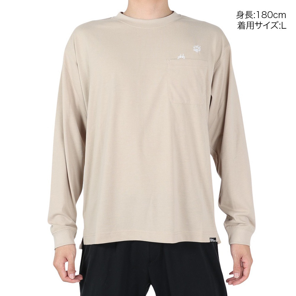 ジャックウルフスキン（JackWolfskin）（メンズ）長袖Tシャツ ロンT JP PAW IN ポケット長袖Tシャツ 5030821-5154 ベージュ
