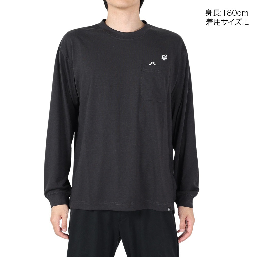 ジャックウルフスキン（JackWolfskin）（メンズ）長袖Tシャツ ロンT JP PAW IN ポケット長袖Tシャツ 5030821-6350 チャコールグレー