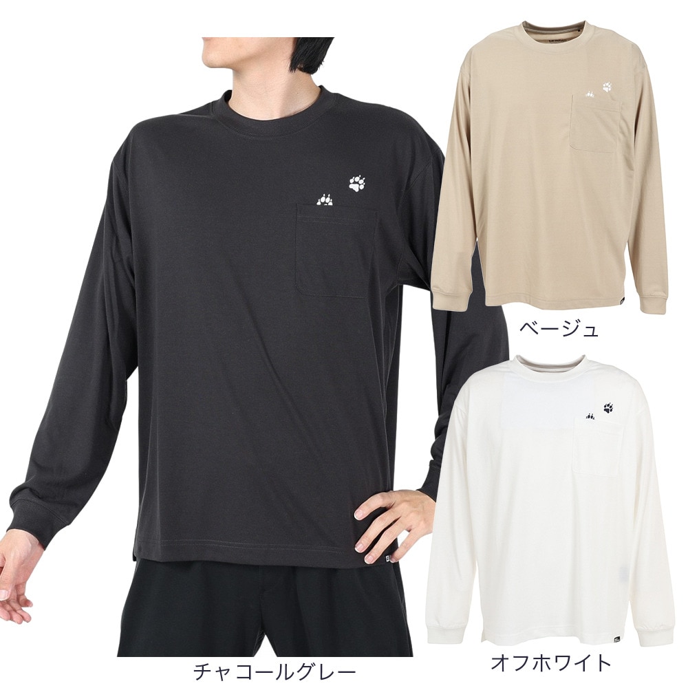 ジャックウルフスキン（JackWolfskin）（メンズ）長袖Tシャツ ロンT JP PAW IN ポケット長袖Tシャツ 5030821-5154 ベージュ