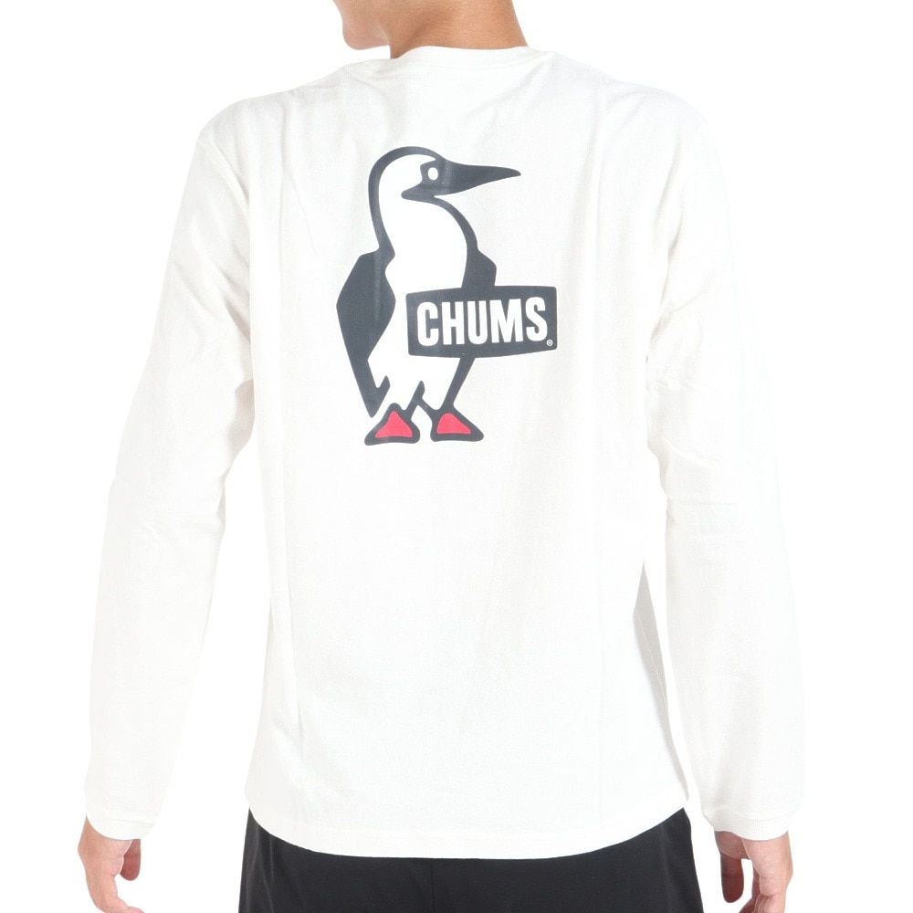 チャムス（CHUMS）（メンズ、レディース）高耐久 ヘビーウェイトコットン ブービーロゴブラッシュド 長袖Tシャツ CH01-2304-W001 ホワイト
