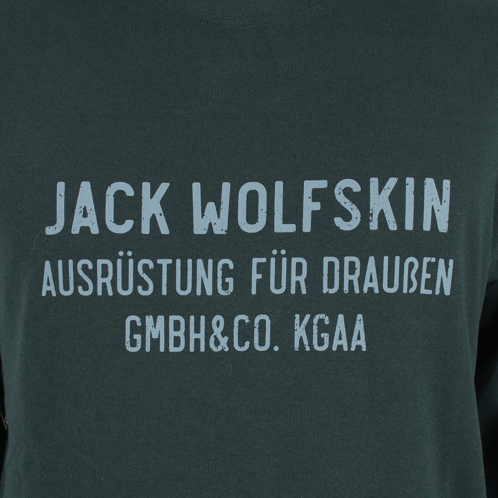 ジャックウルフスキン（JackWolfskin）（メンズ）長袖Tシャツ ロンT JP CORP SIGN 長袖Tシャツ 5032551-4161 ダークグリーン