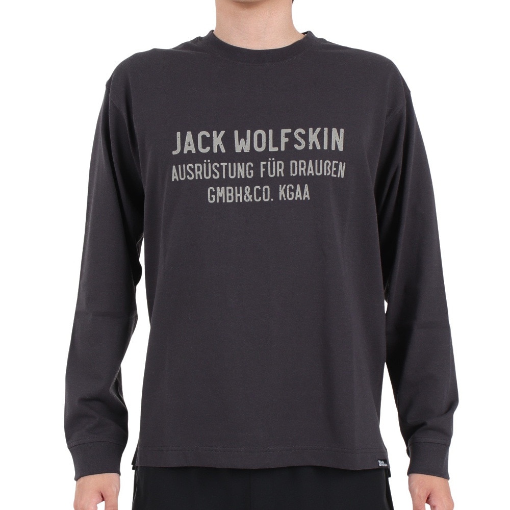 ジャックウルフスキン（JackWolfskin）（メンズ）長袖Tシャツ ロンT JP CORP SIGN 長袖Tシャツ 5032551-6350 チャコールグレー