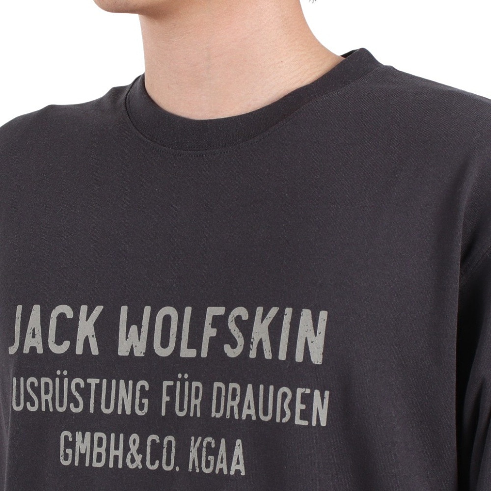 ジャックウルフスキン（JackWolfskin）（メンズ）長袖Tシャツ ロンT JP CORP SIGN 長袖Tシャツ 5032551-6350 チャコールグレー