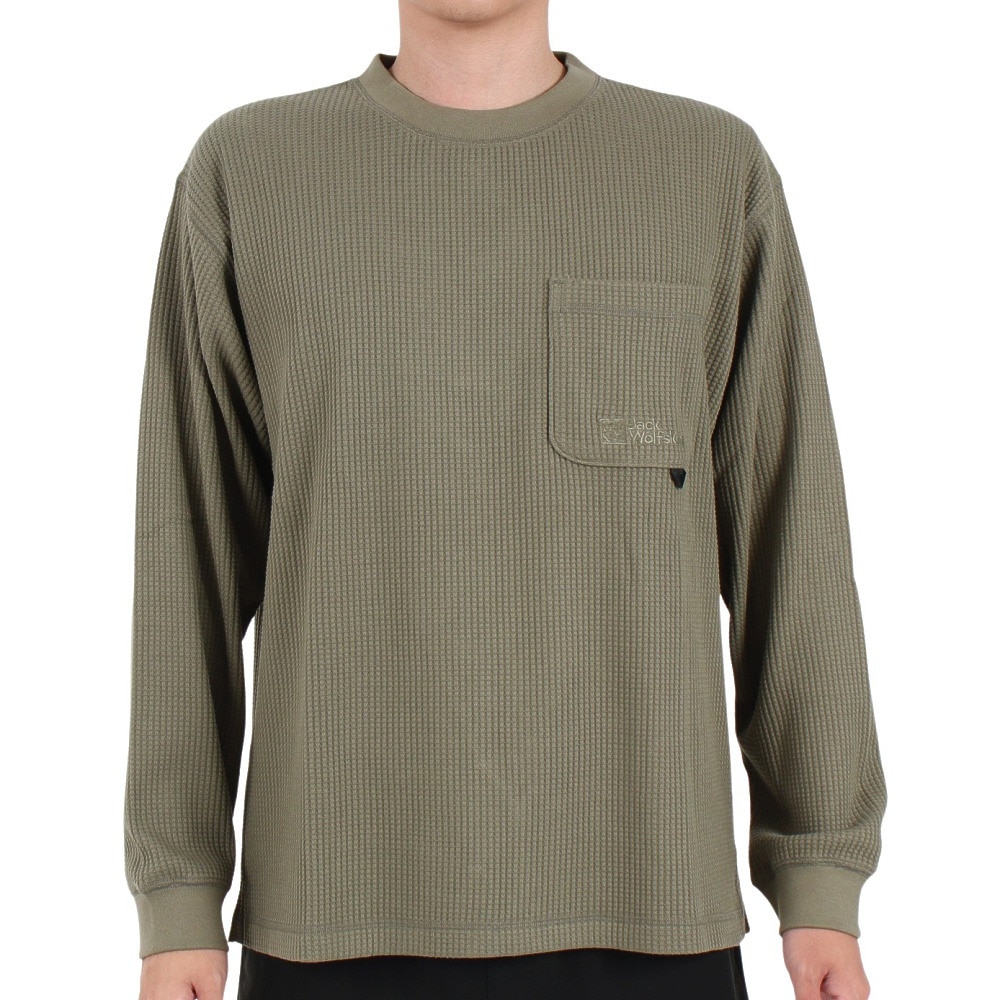 ジャックウルフスキン（JackWolfskin）（メンズ）長袖Tシャツ ロンT COZY WAFFLE 5032561-4550 オリーブ