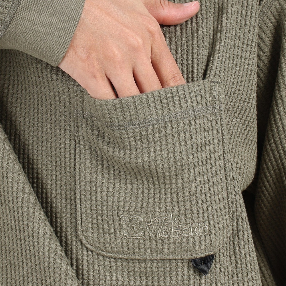 ジャックウルフスキン（JackWolfskin）（メンズ）長袖Tシャツ ロンT COZY WAFFLE 5032561-4550 オリーブ