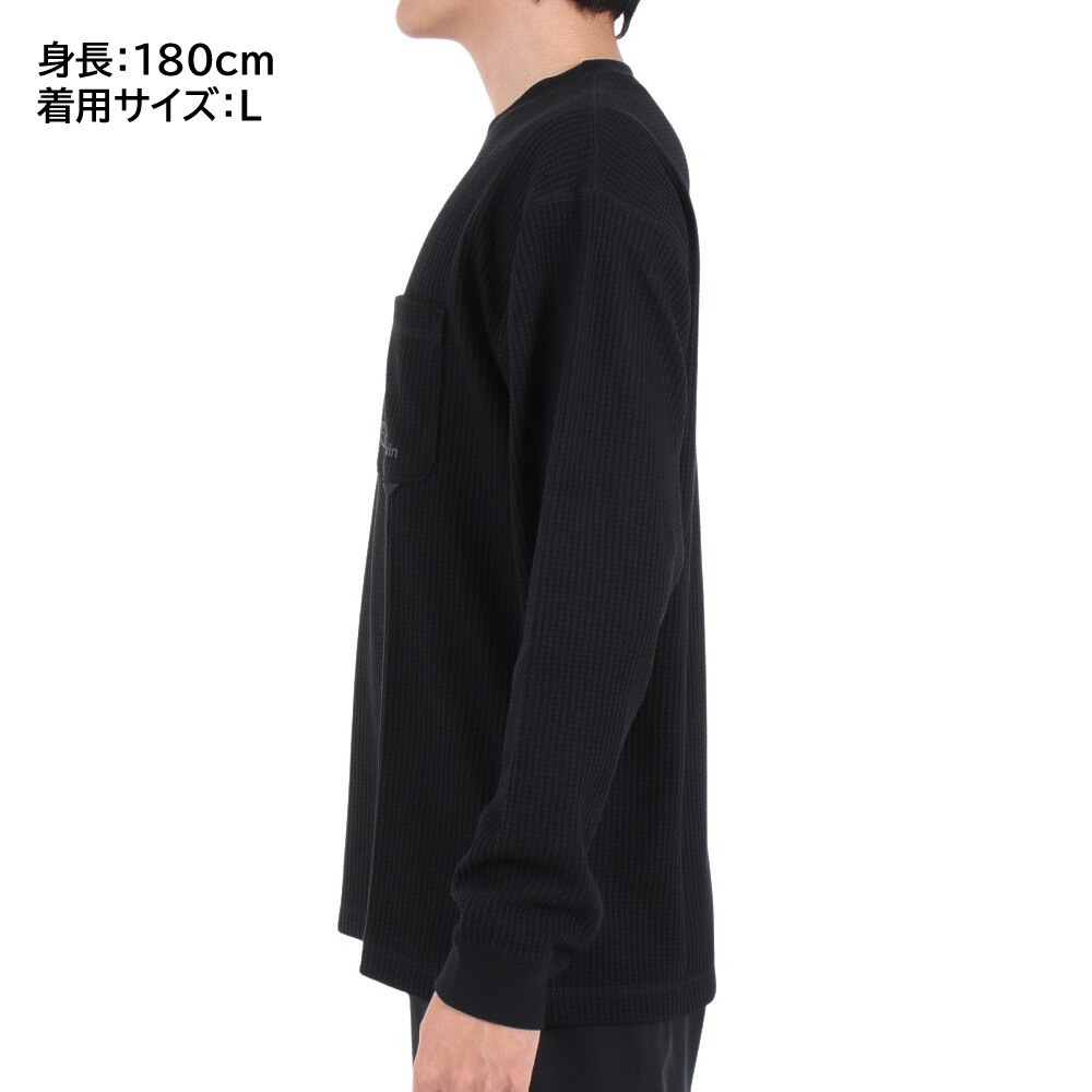 ジャックウルフスキン（JackWolfskin）（メンズ）長袖Tシャツ ロンT COZY WAFFLE 長袖Tシャツ 5032561-6000 ブラック