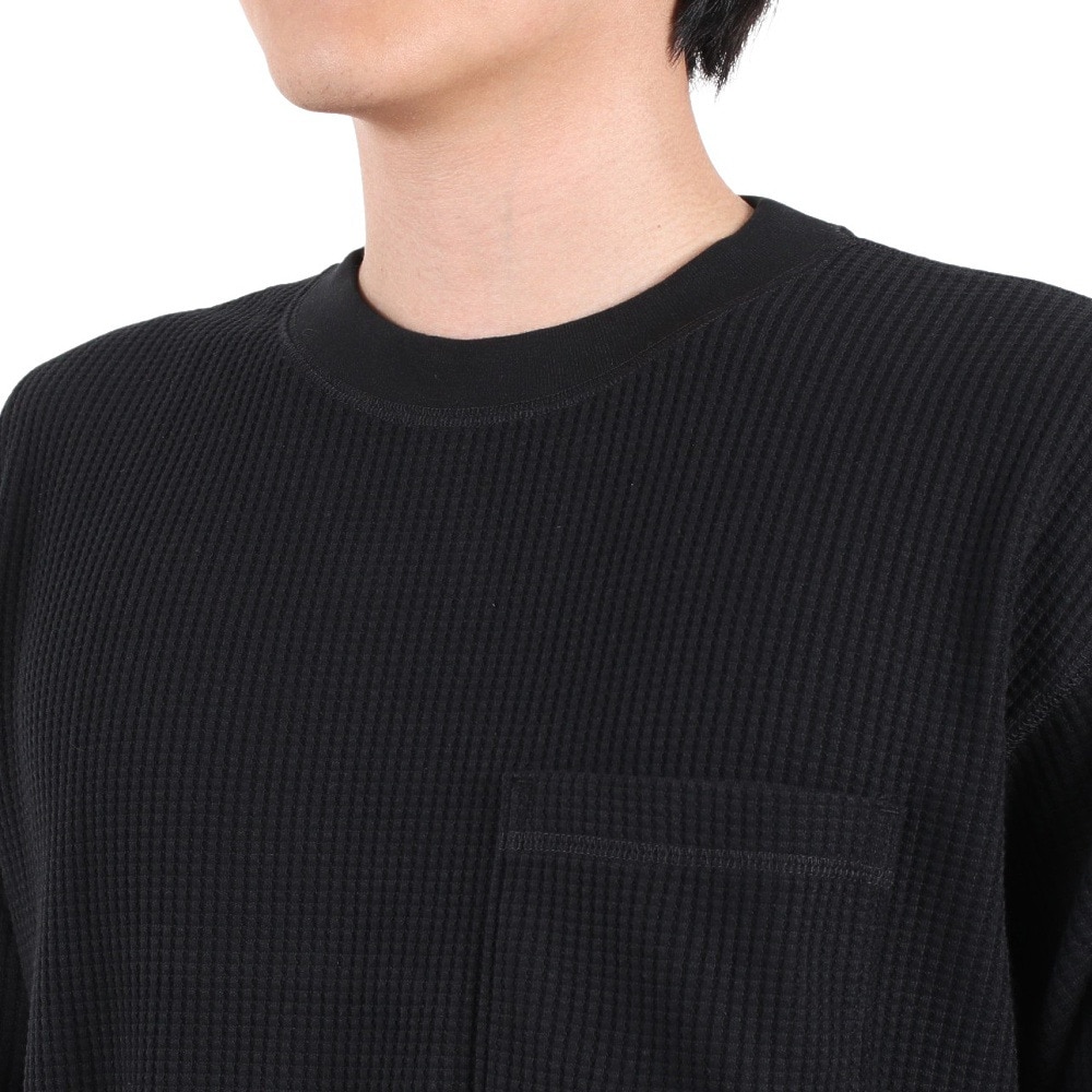 ジャックウルフスキン（JackWolfskin）（メンズ）長袖Tシャツ ロンT COZY WAFFLE 長袖Tシャツ 5032561-6000 ブラック