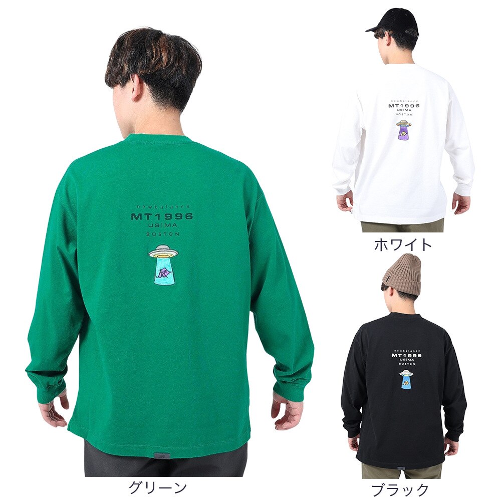 ニューバランス（new balance）（メンズ）長袖Tシャツ ロンT MT1996 グラフィックロングスリーブTシャツ AMT35114ECS グリーン
