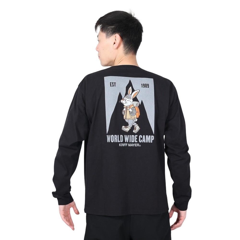 クリフメイヤー（KRIFF MAYER）（メンズ）バックプリント おしゃれ 長袖Tシャツ キャンプラビット ロンT 2337807-19:BLACK ブラック ユニセックス仕様