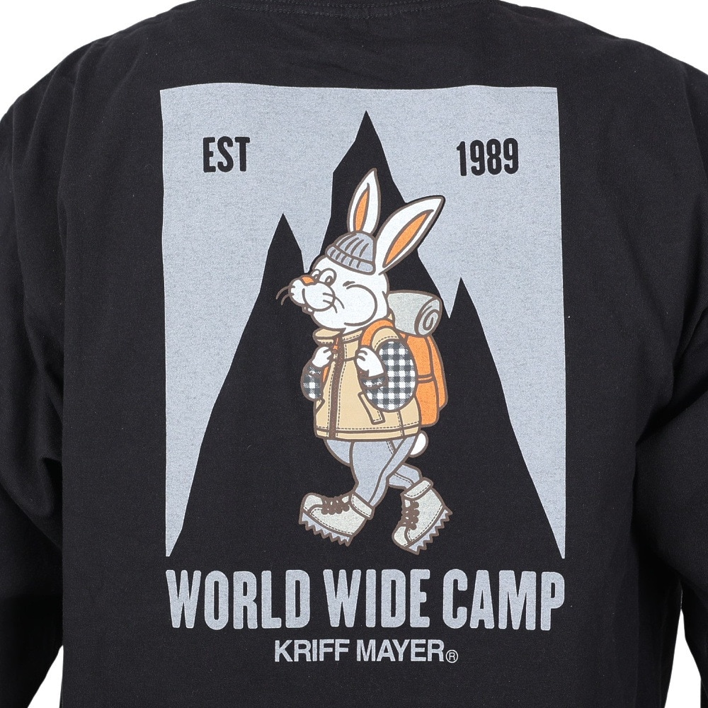 クリフメイヤー（KRIFF MAYER）（メンズ）バックプリント おしゃれ 長袖Tシャツ キャンプラビット ロンT 2337807-19:BLACK ブラック ユニセックス仕様