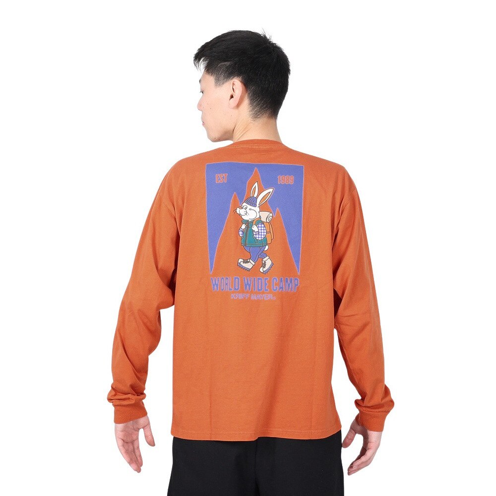 クリフメイヤー（KRIFF MAYER）（メンズ）バックプリント おしゃれ 長袖Tシャツ キャンプラビット ロンT 2337807-45:ORANGE オレンジ ユニセックス仕様