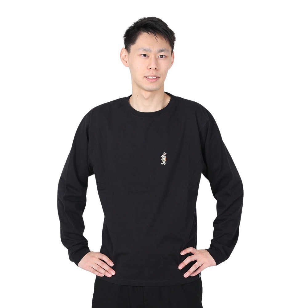 クリフメイヤー（KRIFF MAYER）（メンズ、レディース）ワンポイント シンプル 長袖Tシャツ キャンプラビットロンT ミニ刺繍 2337808-19:BLACK ブラック ユニセックス仕様