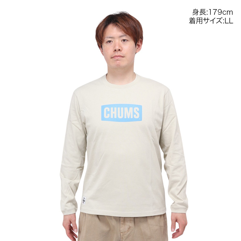 チャムス（CHUMS）（メンズ）高耐久 長袖Tシャツ ロンT ロゴロングスリーブTシャツ CH01-2273-G075 ベージュ 綿100 厚手