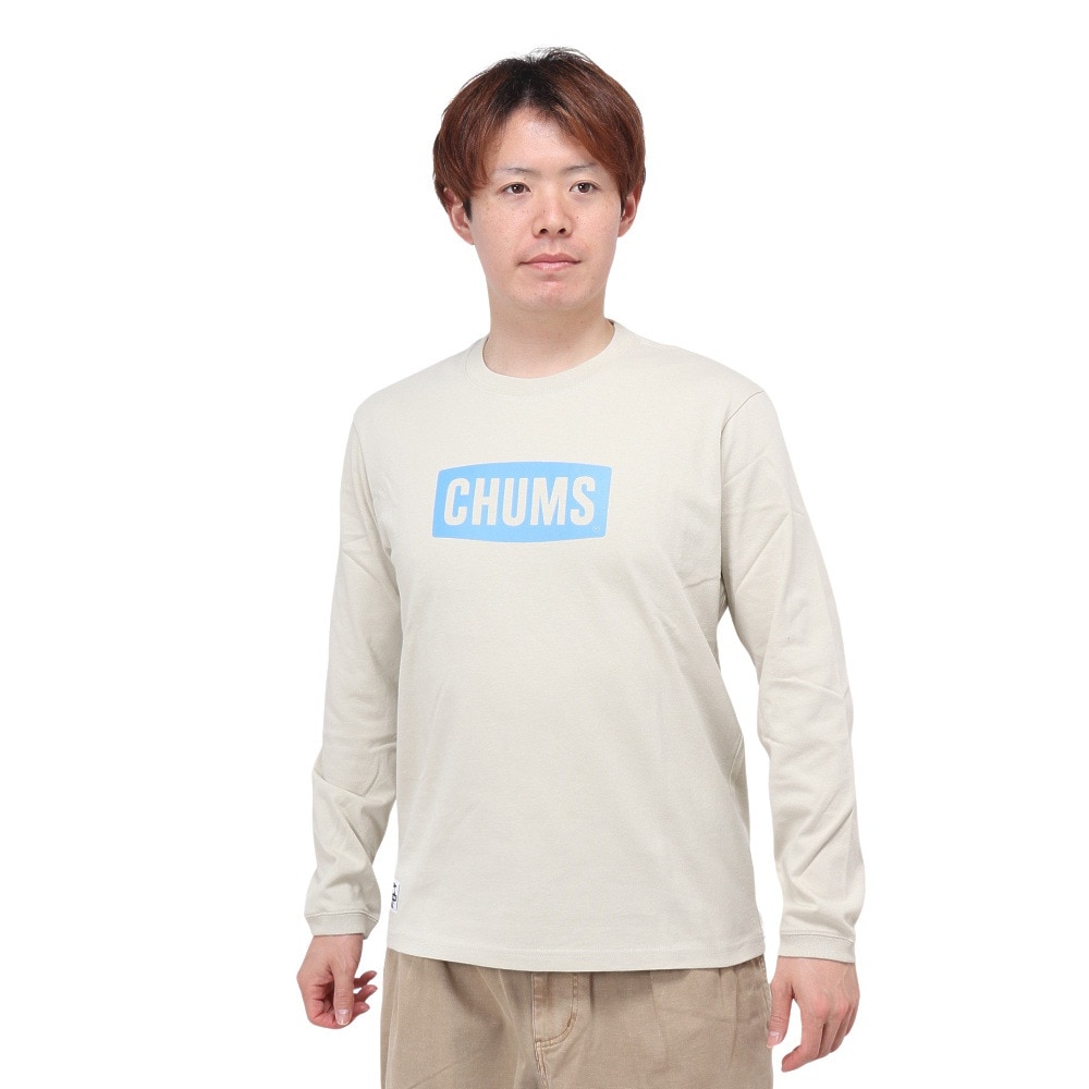 チャムス（CHUMS）（メンズ）高耐久 長袖Tシャツ ロンT ロゴロングスリーブTシャツ CH01-2273-G075 ベージュ 綿100 厚手