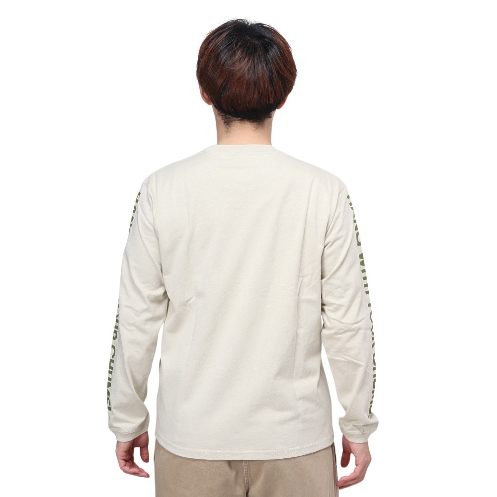 チャムス（CHUMS）（メンズ）高耐久 長袖Tシャツ ロンT HWYCロングスリーブTシャツ CH01-2276-G076 ベージュ 綿100 袖ロゴ