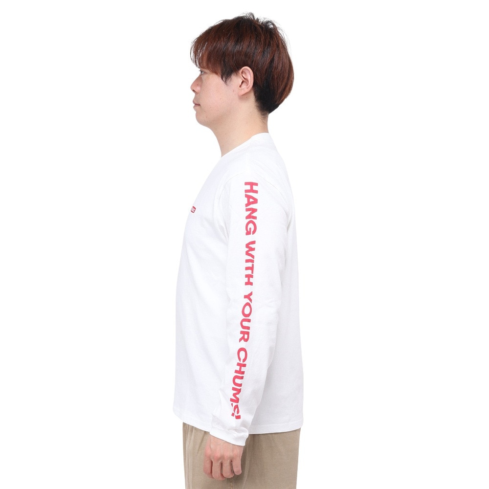 チャムス（CHUMS）（メンズ）高耐久 長袖Tシャツ ロンT HWYCロングスリーブTシャツ CH01-2276-W014 ホワイト 綿100 袖ロゴ