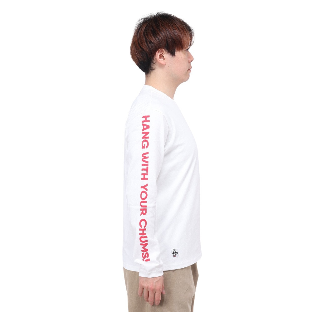 チャムス（CHUMS）（メンズ）高耐久 長袖Tシャツ ロンT HWYCロングスリーブTシャツ CH01-2276-W014 ホワイト 綿100 袖ロゴ
